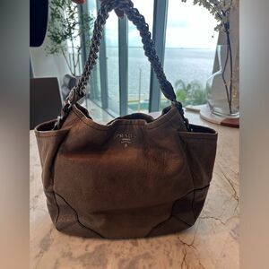 Prada light Brown/ Mocha color Glazed Leather Women's Bag